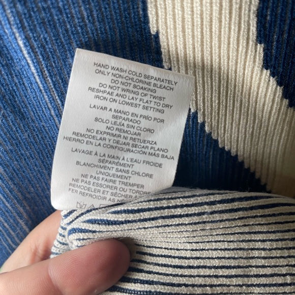 Alp N Rock Navy and Cream Striped Turtleneck Sweater Size Medium Mod Ski - Picture 5 of 9